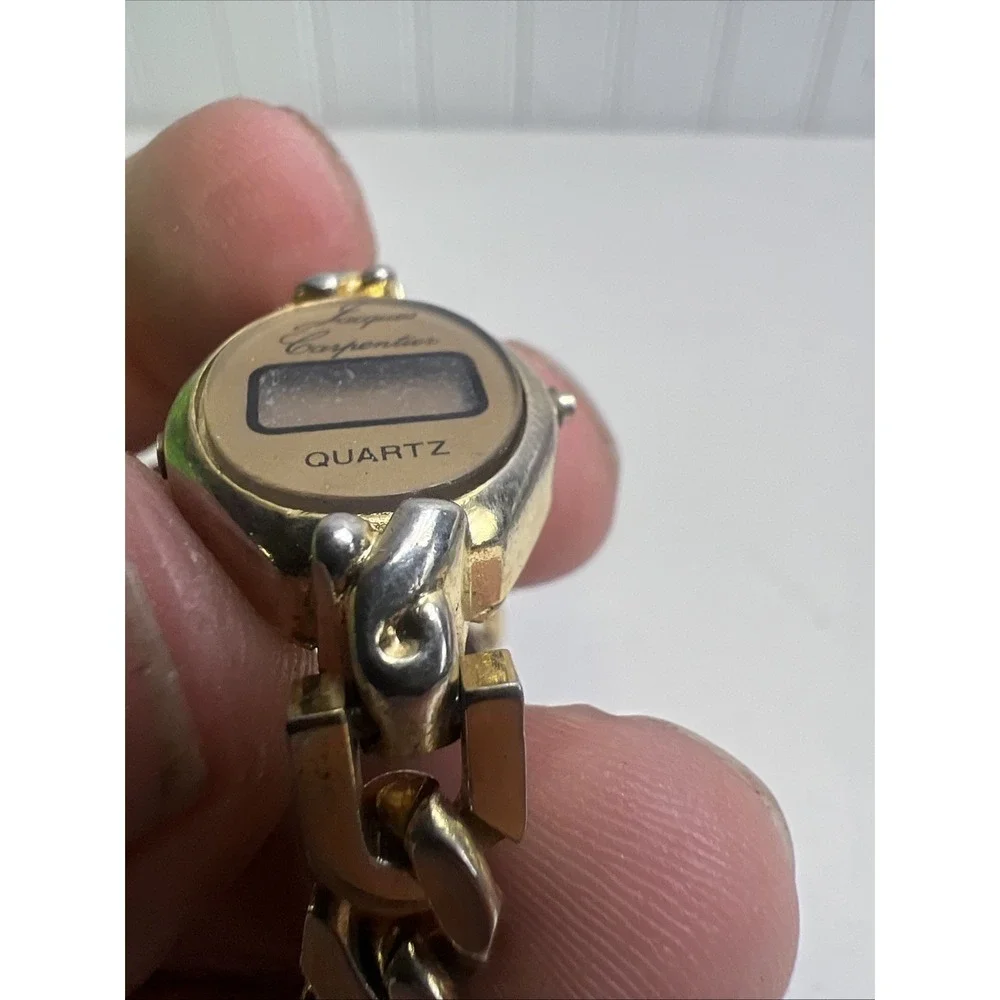 Jacques Carpenter Women's Gold Toned Bracelet Digital Wristwatch needs batt rare